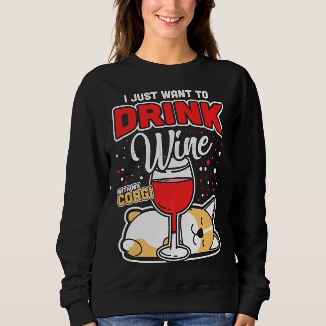 Corgi Wine Sweatshirt (Vorderseite)
