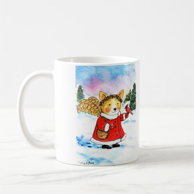 Corgi-Winter-Engel Kaffeetasse (Links)