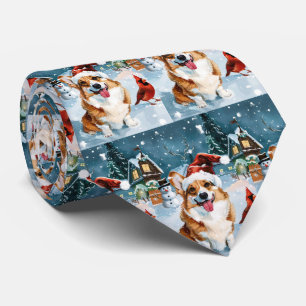 Corgi Winter Wonderland Christmas Joy Krawatte