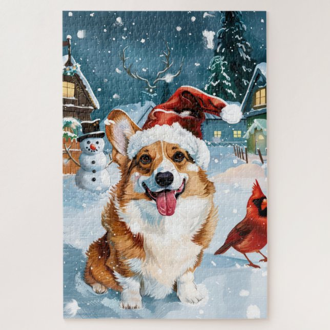 Corgi Winter Wonderland Christmas Joy Puzzle (Vertikal)