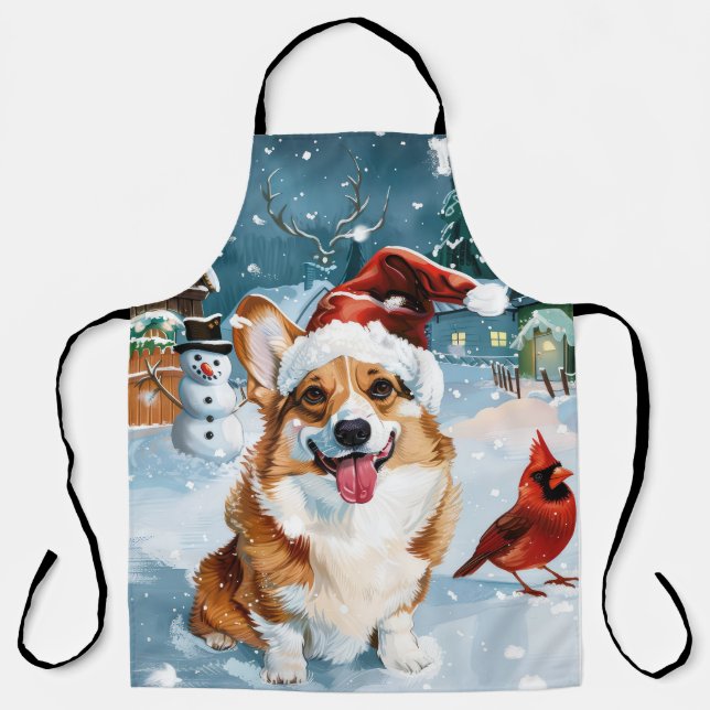 Corgi Winter Wonderland Christmas Joy Schürze (Vorderseite)