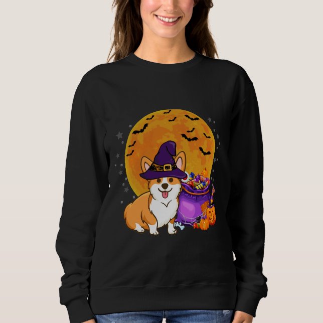Corgi Witch Autumn Fall Pumpkin Halloween Costume Sweatshirt (Vorderseite)