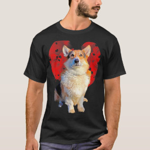 Corgi-Wolken Roter Herz-Hund Valentinstag T-Shirt