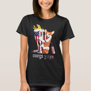 Corgi Yaya Amerikanische Flagge Bier Für Yaya T-Shirt
