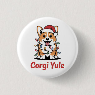 Corgi Yule Lustiges Weihnachten Kawaii Corgi Hunde Button