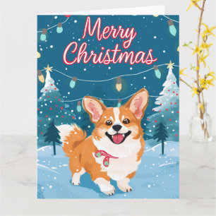 Corgi zu SchneehochWeihnachten Karte