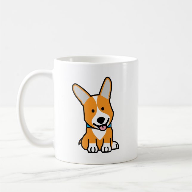 CorgiCorgis verfolgen Welpenhündchen glücklichen Kaffeetasse (Links)