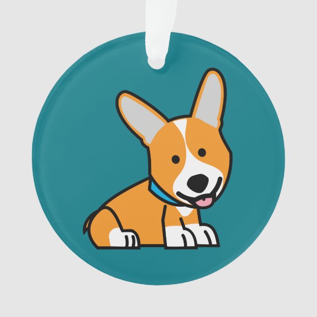 CorgiCorgis verfolgen Welpenhündchen glücklichen Ornament (Vorderseite)