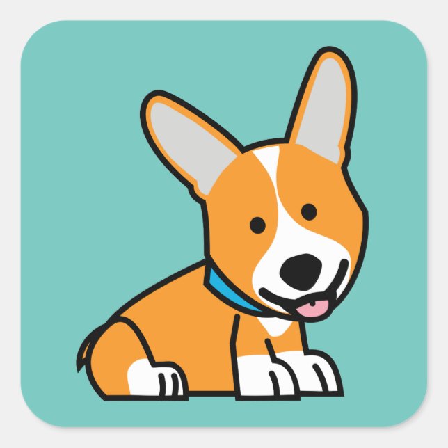 CorgiCorgis verfolgen Welpenhündchen glücklichen Quadratischer Aufkleber (Vorderseite)