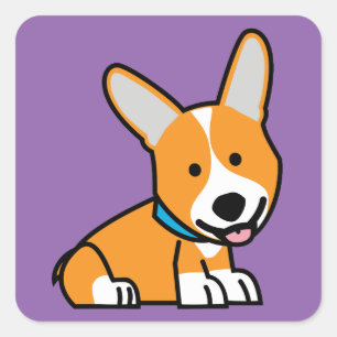 CorgiCorgis verfolgen Welpenhündchen glücklichen Quadratischer Aufkleber