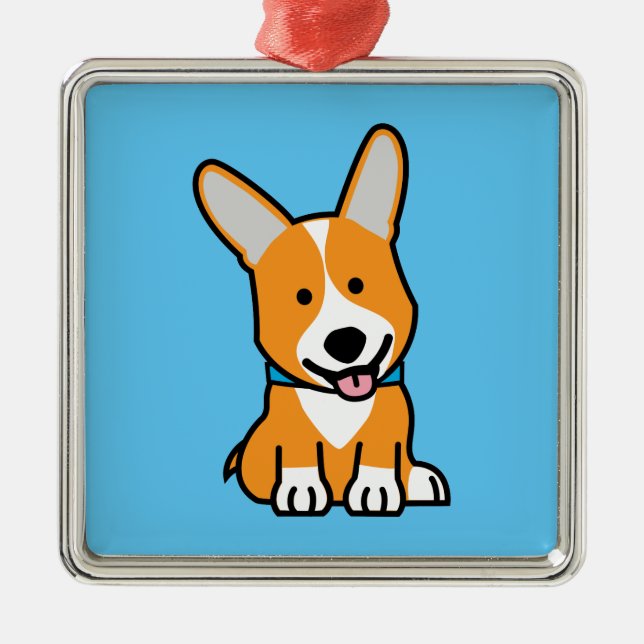 CorgiCorgis verfolgen Welpenhündchen glücklichen Silbernes Ornament (Vorne)