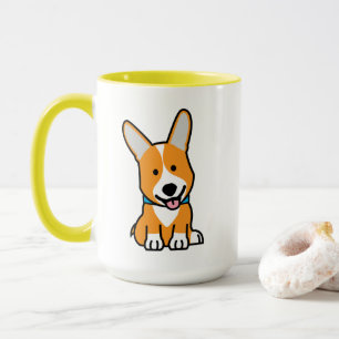 CorgiCorgis verfolgen Welpenhündchen glücklichen Tasse