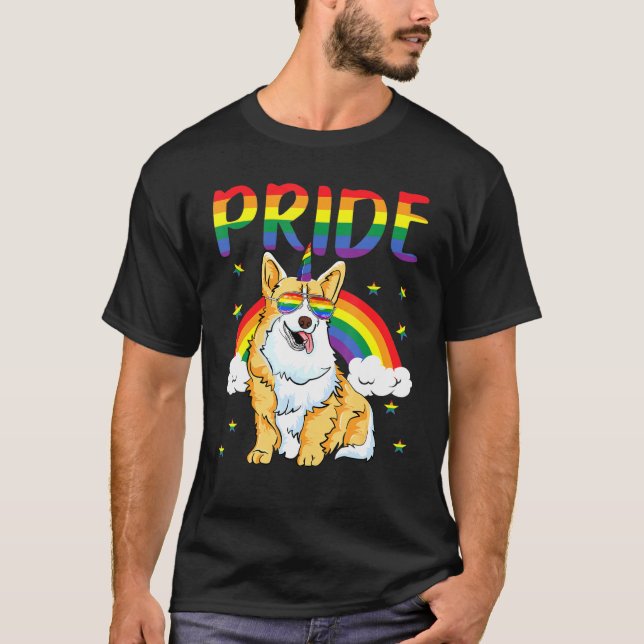 Corgicorn Unicorn Corgi Pride Lgbt Rainbow T-Shirt (Vorderseite)