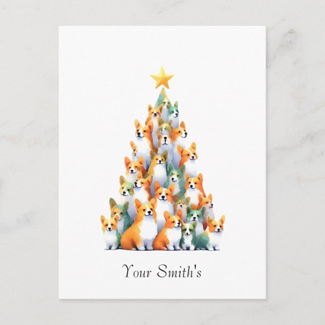 Corgies Christmas Feiertagspostkarte (Vorderseite)