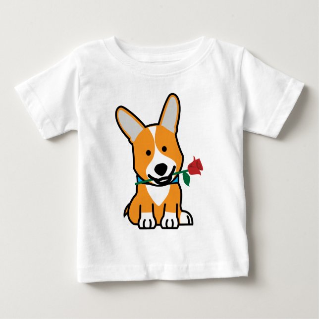 Corgihundewelpe Pembroke-Waliservalentine-Rose Baby T-shirt (Vorderseite)