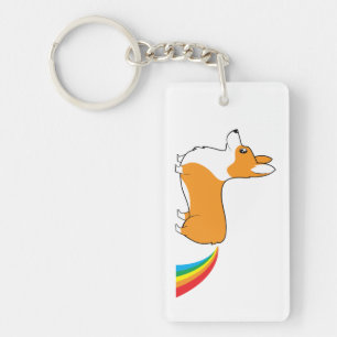 Corgiillustrationsregenbogen kacken schlüsselanhänger