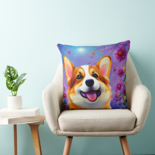 Corgis Blumenwelt Kissen