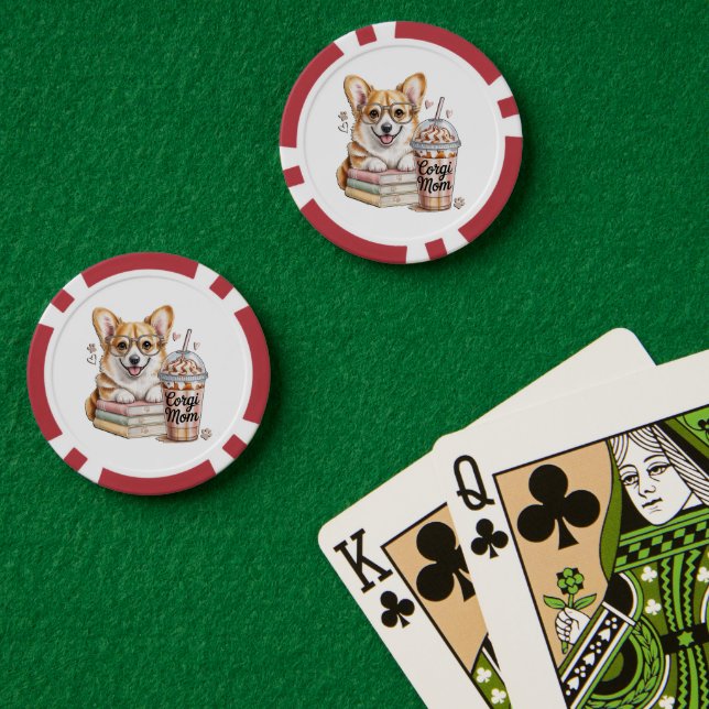 Corgis Bücher und Eiskaffee für Hund Pokerchips (Pokertisch (doppelt))