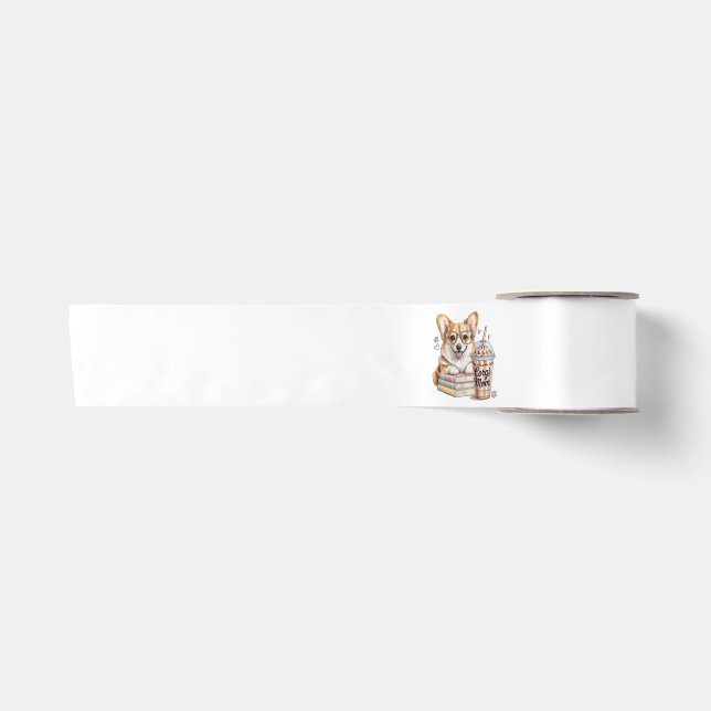 Corgis Bücher und Eiskaffee für Hund Satinband (Vorderseite)