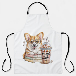 Corgis Bücher und Eiskaffee für Hund Schürze