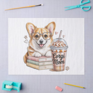 Corgis Bücher und Eiskaffee für Hund Seidenpapier