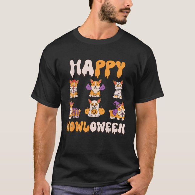 Corgis Dog Halloween Costume Happy Howloween tees  (Vorderseite)