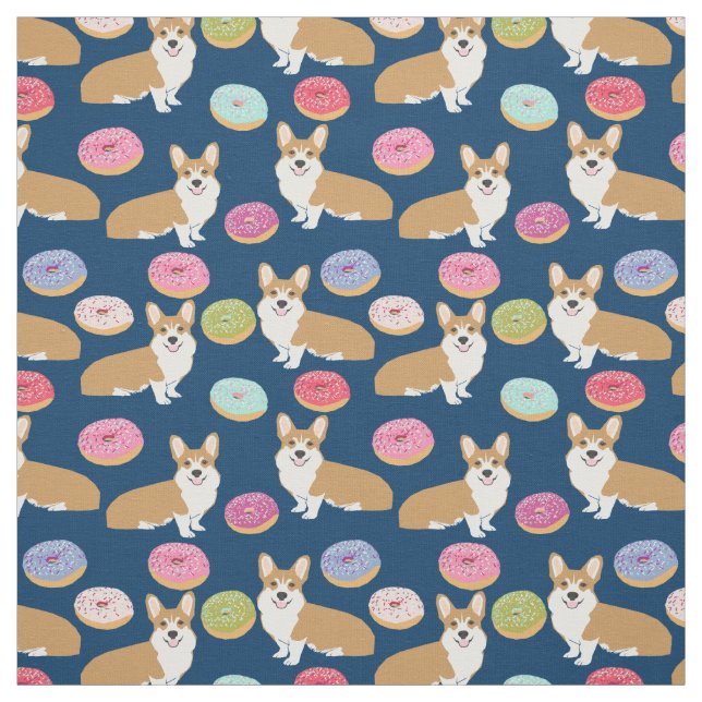 Corgis Donuts Fabric - niedliches Corgi Donut Desi Stoff (Muster)