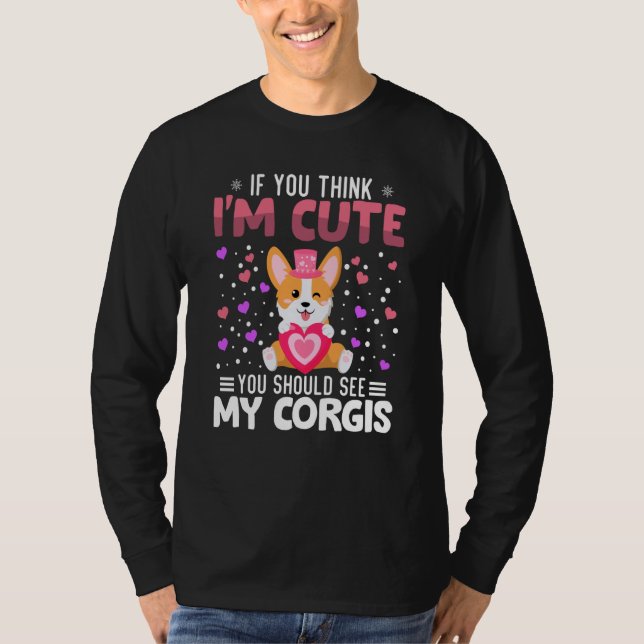Corgis Heart Valentine's Day Animal For Womens Kid T-Shirt (Vorderseite)