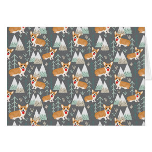 Corgis im Gebirge und Waldmuster