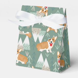 Corgis im Gebirgswaldmuster Geschenkschachtel