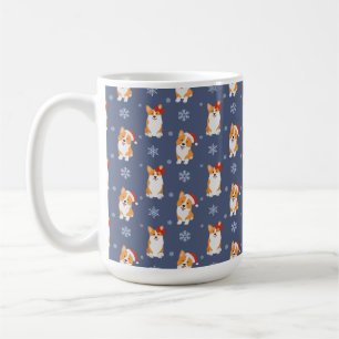 Corgis in Weihnachtsmannmützen und Schneeflocken-M Kaffeetasse