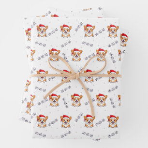 Corgis in Weihnachtsmannmützen Weihnachtsmuster Geschenkpapier Set