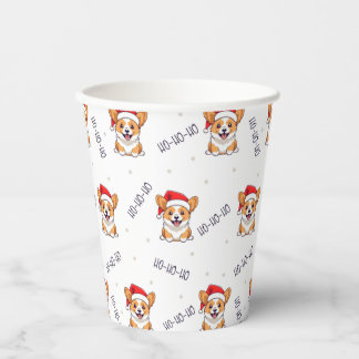 Corgis in Weihnachtsmannmützen Weihnachtsmuster Pappbecher