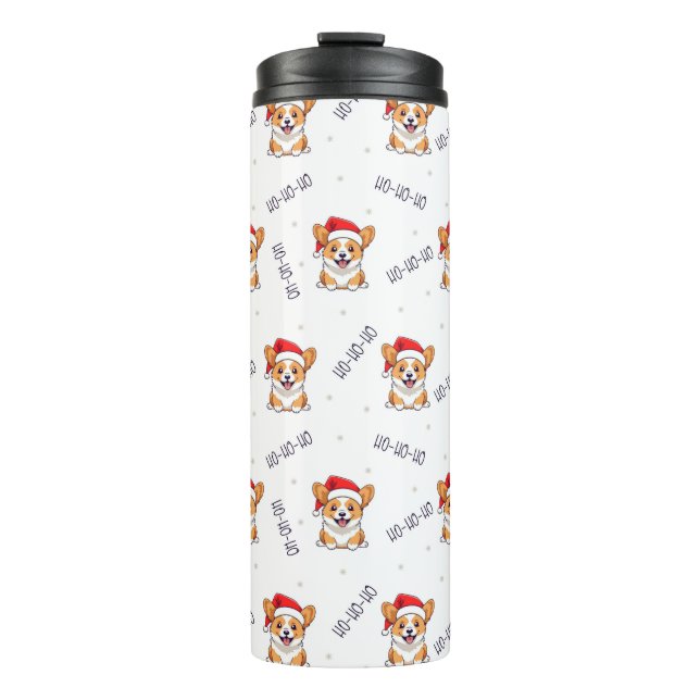 Corgis in Weihnachtsmannmützen Weihnachtsmuster Thermosbecher (Vorderseite)