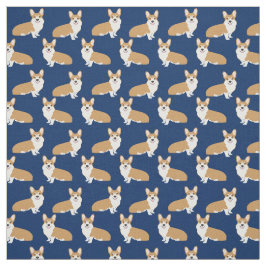 Corgis on Navy - niedliches Hundemuster Stoff