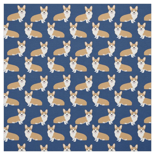 Corgis on Navy - niedliches Hundemuster Stoff (Muster)