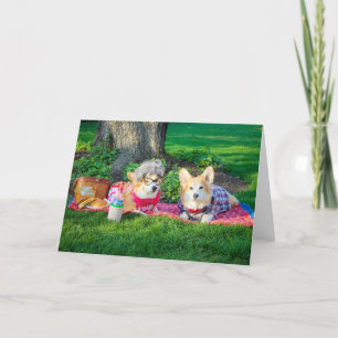 Corgis-Picknick leere Grußkarte Karte