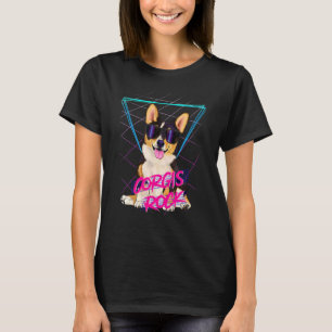 Corgis rocken Retro 80er Corgi Hund in Sonnenbrill T-Shirt