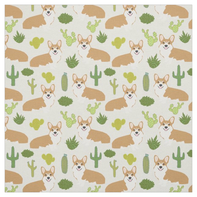 Corgis und Cactus Fabric - niedliches Nähgewebe Stoff (Muster)