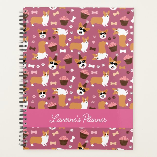 Corgis und Cupcakes Niedlich Funny Weekly Monthly Planer (Vorderseite)
