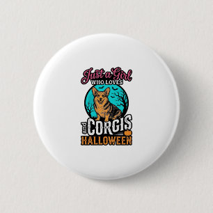 Corgis und Halloween-Mädchen Vintage-Engraving-Shi Button