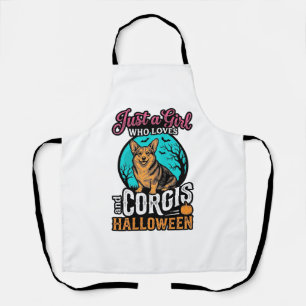 Corgis und Halloween-Mädchen Vintage-Engraving-Shi Schürze