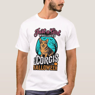 Corgis und Halloween Mädchen Vintage Gravur T-Shir T-Shirt