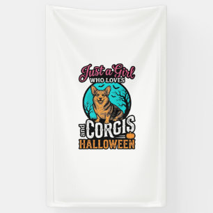 Corgis und Halloween-Mädchen Vintage-Stickerei-Shi Banner