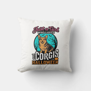 Corgis und Halloween-Mädchen Vintage-Stickerei-Shi Kissen