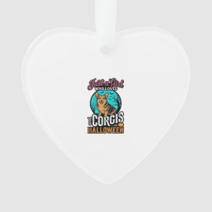 Corgis und Halloween-Mädchen Vintage-Stickerei-Shi Ornament