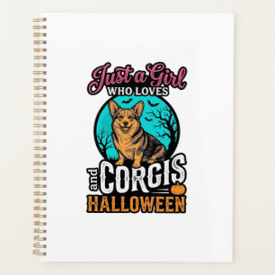 Corgis und Halloween-Mädchen Vintage-Stickerei-Shi Planer