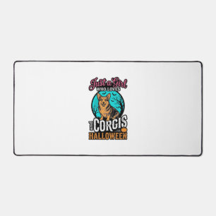 Corgis und Halloween-Mädchen Vintage-Stickerei-Shi Schreibtischunterlage