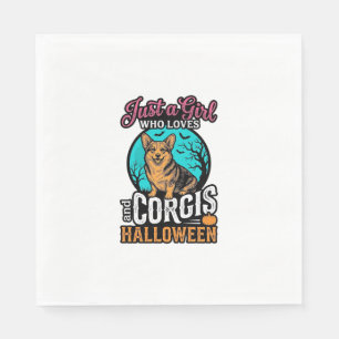 Corgis und Halloween-Mädchen Vintage-Stickerei-Shi Serviette