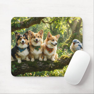 Corgis und Vogel Mousepad